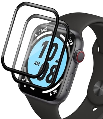 Carantee Vetro Temperato per Apple Watch 7/8/9 41mm protezione schermo, 2 pezzi Alta Sensibilità Durezza 9H Anti Graffi Vetro Protection, Ultra HD 3D Senza Bolla Pellicola Protezione Dello Schermo per
