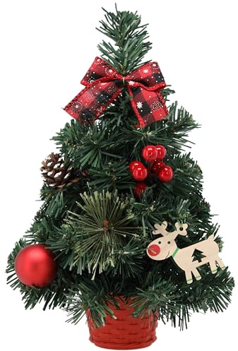 Kleiner künstlicher Weihnachtsbaum mit Weihnachtsstern, geschmückt (30 cm)