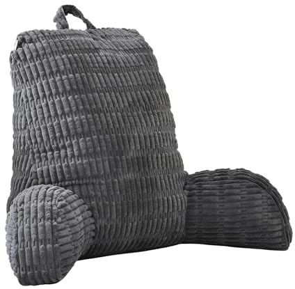 BUERPINKING Lesekissen Für Bett Und Sofa, Lesekissen Mit Handgelenkstütze, Armlehnen Und Rückenstütze, Rückenkissen Für Bett Für Bettruhe, Faulenzen, Lesen, Arbeiten Am Laptop, Fernsehen (Dunkelgrau)