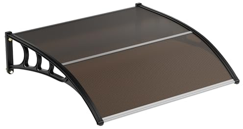 Vordach für Haustür 120 × 80 cm aus Aluminium & Polycarbonat | Transparent, Wetterfest, Wandmontage, Haustür, Fenster