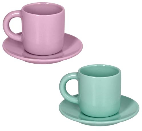 ANDREA FONTEBASSO 1760 Set 2 Tazze caffè con piatto Colorblock New Bone China Multicolor Linea New Milk&Coffee