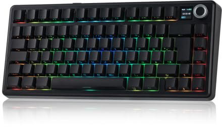 MechLands Aula F75 MAX 75% Mechanische Tastatur Kabellose, QWERTZ Deutsches Layout, Gaming-Tastatur mit Creamy Gasket, Display & Knopf, RGB, Hot-Swap-fähig, NKRO, 2,4GHz/USB-C/BT für Win/Mac/Linux