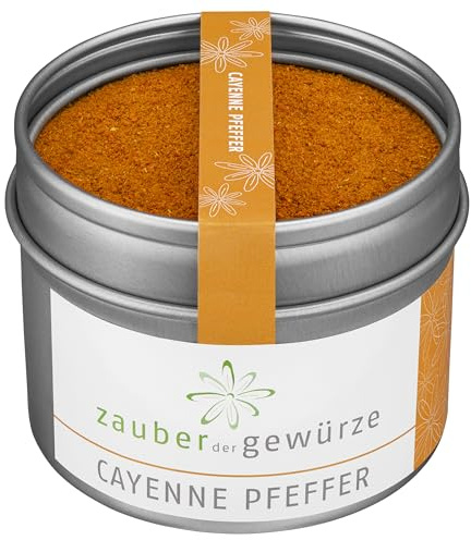 Zauber der Gewürze Cayennepfeffer, Cayenne-Pfeffer als Pulver gemahlen, scharf, Top-Qualität in wiederverschließbarer Aroma-Dose, 50 g