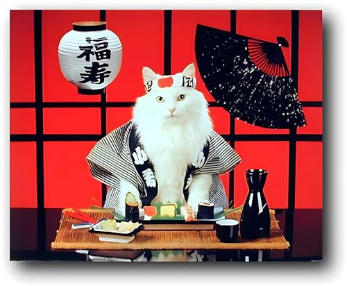 Sushi Katze (Japanisch) Cute Kitten Art Print Poster (16 x 20)