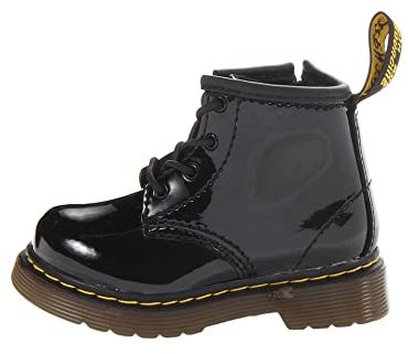 Dr. Martens - BROOKLEE Patent BLACK Lace Boot, Stivali per bambine e ragazze, colore Nero (Schwarz (black)) taglia 24