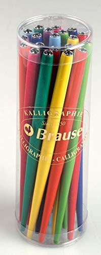 Brause 1619B Kalligraphie Box (mit 20 Federhaltern aus Holz, unifarben, ideal für die Kalligraphie) 20er Pack farbig sortiert