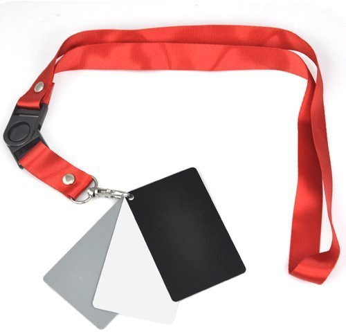 Accessotech 3 in 1 Digital 18% Gray/White/Black Card Set Photography Exposure Balance Strap