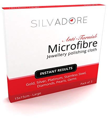 Silvadore Silver Jewellery Cleaner Polishing Cloth - for Rings White Gold Platinum Diamond Ring - Microfiber Cloths for Screen Glasses Lens Watch Kit - Anti Tarnish Formula Solution