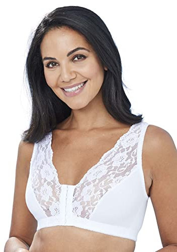 Eden House Ladies Cotton Lace Front Fastening Magic Bra White 24