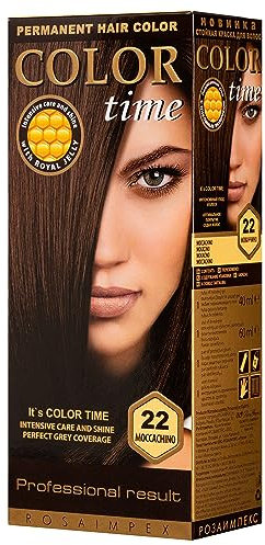 Color Time Tinte Permanente en Gel Color Moccachino 22| Enriquecido con Jalea Real y Vitamina C | Coloracion Permanente para el Cabello I 100 ML