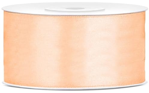 Satinband 25m x 38mm Dekoband Geschenkband (Apricot)