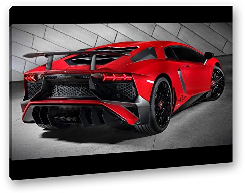 deyoli luxuriöser roter Lamborghini Format: 100x70 als Leinwand, Motiv fertig gerahmt auf Echtholzrahmen, Hochwertiger Digitaldruck mit Rahmen, Kein Poster oder Plakat