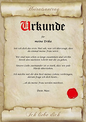 Urkunde zum Heiratsantrag - persönliche Antrag Idee für Frau Mann Geschenk personalisiert - Verlobungsantrag DIN A4 Spruchkarte