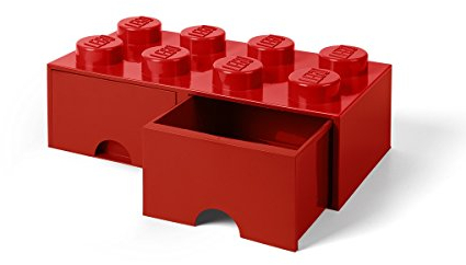 Room Copenhagen-40061730 Caja de Almacenaje Apilable, Ladrillo 8 pomos, 2 Cajones, 9.4 l, color rojo (red), 50 x 25 x 18 cm (Lego 40061730)