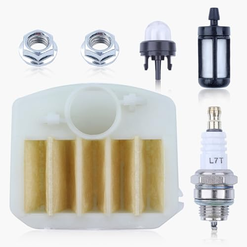 Haishine Air Fuel Filter Primer Bulb Bar Nuts Spark Plug Kit for Husqvarna 340 345 346 XP 350 351 353 Chainsaw Replace Parts [#537024003]