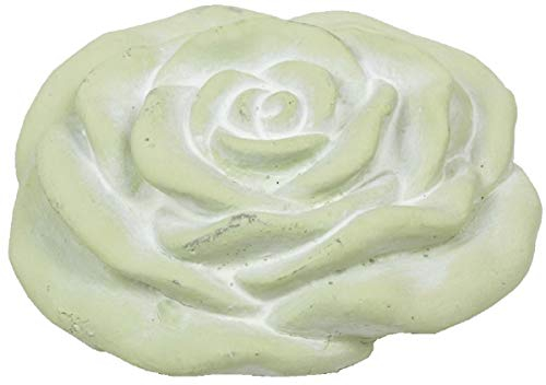 Deko Rose, Keramik, creme grün, 13 cm, Gartendeko Shabby