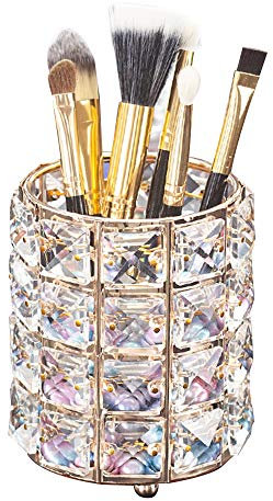 AiLa Makeup Brush Holder Organizer Crystal Vanity Decor Bling Personalized Comb Brushes Pen Storage Box Container (Crystal Pot)