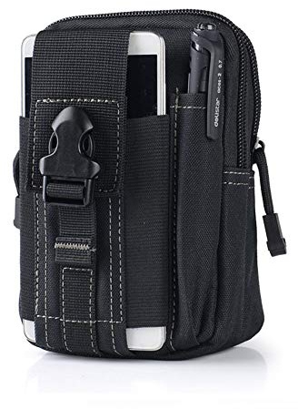 Egurs Cinturón Tactical Cinturón Bolsa Estuche Universal con Funda para el Monedero Militar para el Exterior EDC Militar Funda para iPhone 8 7 6s Plus Samsung Galaxy S9 S7 y más Negro