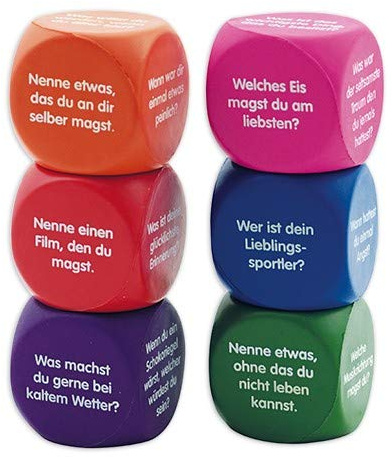 TimeTEX Set Flüster-Würfel 6-TLG. Deutsch Fragen, 4 cm