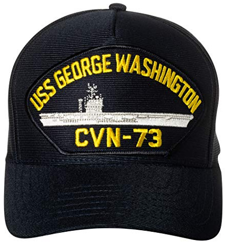 Baseballkappe, Motiv: USS George Washington CVN-73, Flugzeugträger-Schiff-Emblem, Marineblau, Marineblau, Einheitsgröße