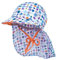 maximo Baby-Mädchen Nackenschutz Mütze, Mehrfarbig (Dunkelblau-Lila-Blüten 38), (Herstellergröße: 49)