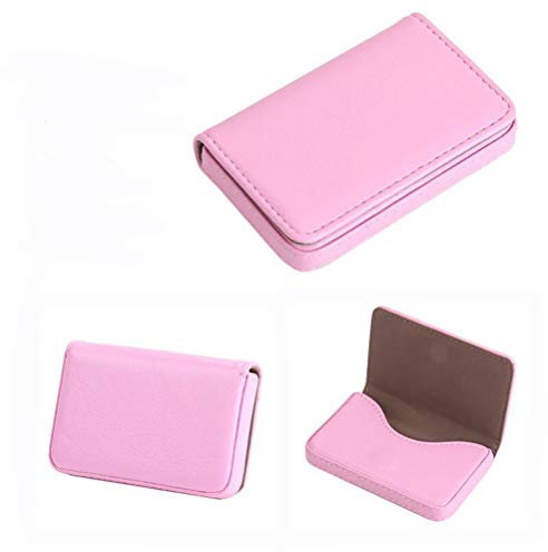 Flybloom Pu Leder Visitenkartenetui Für Männer Oder Frauen Visitenkartenetui Mit Magnetknopf Design (Pink)