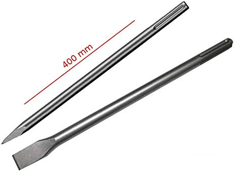 WERHE ® Lot de 2 burins professionnels SDS Max - 18 25 x 400 mm - Pointe plate pour marteau de démolition