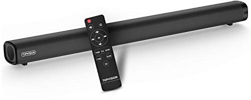 TOPVISION - Soundbar da 120 W per TV, 2.1 canali Surround, altoparlante Bluetooth 5.0 con subwoofer stereo Bass DSP per TV (con HDMI, AUX, USB, connettore ottico), computer/laptop, cellulare