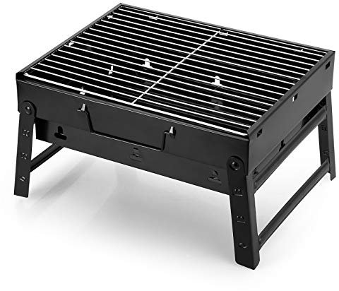 Uten Parrilla de carbón, parrilla plegable portátil ligera para ahumar, parrilla de barbacoa de escritorio pequeño, parrilla al aire libre para camping, picnics, jardín, playa, fiesta, 13.7 x 9.4 x