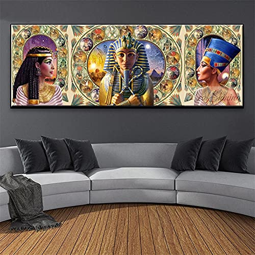 Diamond Painting Ägyptischer Prinz, 5D DIY Diamant Malerei Set Vollbohrer Kristall Strass Stickerei kreuzstich Mosaik Gemälde Leinwand Art Handwerk Hause Wanddekoration Geschenk Round drill 50x100cm