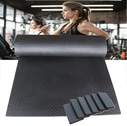 Heavy Duty Exercise Equipment Mat 1.5 cm Thick Treadmill Mat Floor Protector Large Noise Reduction Exercise Bike Mat Rubber Anti-Vibration Pads Sound Absorbing Mat (Size:160×75×1.5 cm,Color:Black)