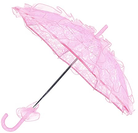 Buachois Hochzeitsschirm Spitze Regenschirm 22 x 22 Zoll Vintage Deko Spitze Sonnenschirm Hochzeit Brautschirm für Hochzeitsfeier Dekoration Foto Requisiten Kostümzubehör(Rosa)