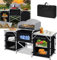 LARS360 Cocina de Camping Plegable Armario de Camping con Marco de Aluminio Compartimentos de Almacenamiento Tablero de Mesa Incluye Bolsa de Transporte (5 Compartimentos y 3 mesas)