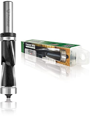 Fraiser® Bündigfräser besäumfräser mit 12 mm oberlager für holz, derivate - und laminatkanten für handoberfräse und oberfrästisch up & downcut