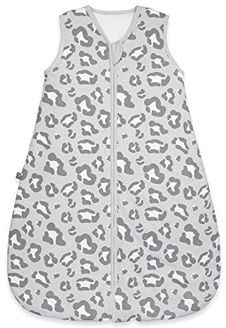 emma & noah Baby Schlafsack 2.5 TOG, Strampelsack für den Herbst und Winter in vielen Farben, Bio-Baumwolle, OEKO-TEX Zertifiziert, Schlafsack für Neugeborene (Leo Grau, 100 cm)