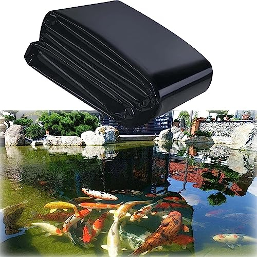 AVIITI Teichfolie, Dicke 0.18MM HDPE Schwarz Fischteich Vorgeformte Liner, Für wasserdichte Landschaft, Große Fischteichmembran,Schwarz,8x10m