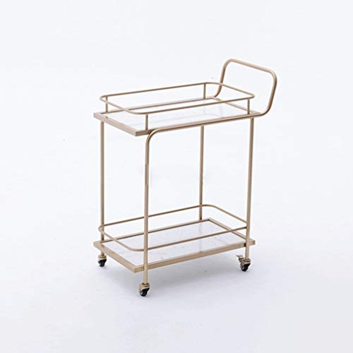 TEmkin Carrito Bar Cocina Carro De Servicio,con Servicio Cocina Vinoteca con Barra De Rodillos, Volquete (Dos Capas De Mármol) (Dos Capas De Mármol)