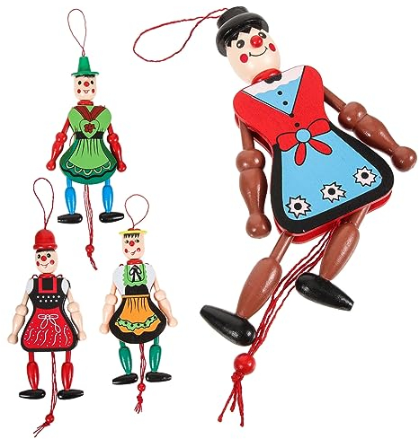 TOYANDONA 8 STK Clown Handpuppe Aus Holz Marionette Aus Holz Weihnachtsbaum Hängende Dekoration Weihnachtspuppe Fingerpuppe Aus Holz Puppentheater Bambus Den Faden Attrappe Kind