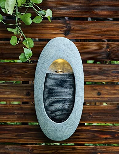 Fuente de agua para jardín interior/exterior Fuente de agua para exteriores Fuente de pared LED Fuente de agua para jardín Estatua interior y exterior con luces y agua para terraza, patio, porche,