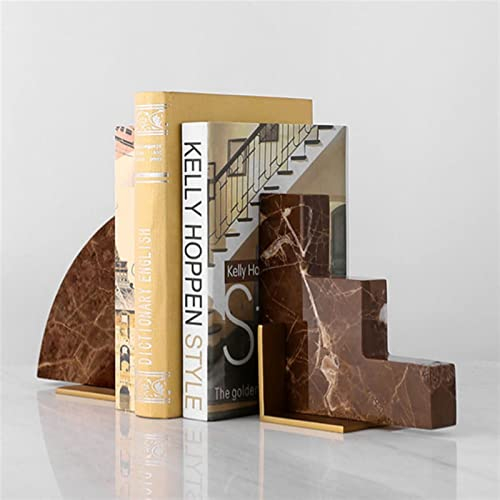 Buchstützen Buchstützen, Buchstützen for Bücherregale, Marmor-Buchstützen for schwere Bücher im Heimbüro, Bücherregalhalter, Heimdekoration, Buchstopper, Buchhalter aus Messing Book Holder Halter