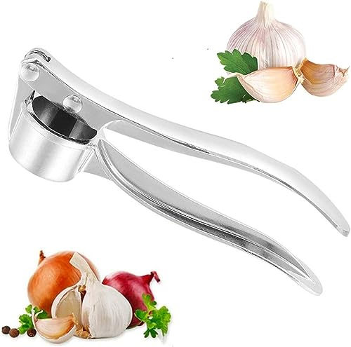 AARACHI Garlic Crusher Garlic Press Garlic Mincer Ginger - Chopper Peeler Professional Kitchen Stainless Steel Garlic Crusher, Grinder & Rocker Dishwasher Cutter Good Grip Best Food Helper