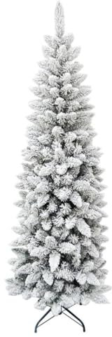 Maury's Albero di Natale Sintetico 240 cm Extra Slim Verde Innevato con 957 Rami Folto Effetto Realistico Decorazione Natalizia Realistico