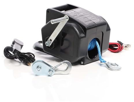 XPOtool Argano elettrico a fune 12V Verricello a motore fino a 1570kg Motore 350W 1,8m/min Paranco