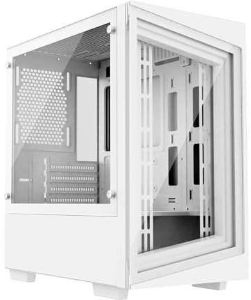 iONZ PC Gaming Case Micro ATX Mini Tower - Compact Glass Series | White Tempered Glass (G1 Edition Case Only)