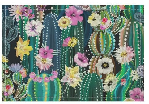 ducanll Bunte geflochtene Platzsets, 8 Stück, waschbar, Kaktus-Muster, Valentinstag-Platzsets für Küche, Esstisch, Innenbereich, gewebte Tischsets