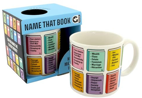 Ginger Fox Name That Book Coffee Mug | Great Novelty Gift For Literature Lovers | Can You Solve The Mystery Classic Reads From The Clues Adorning The Ceramic Cup | Pour A Drink And Take A Tea Break
