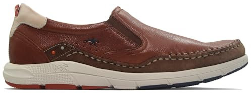 Fluchos - Zapato mocasín de Piel,sin Cordones,Plano,elásticos en el Empeine,Plantilla Extraible,Ante,Serraje, para: Hombre Color: Cuero Talla:39