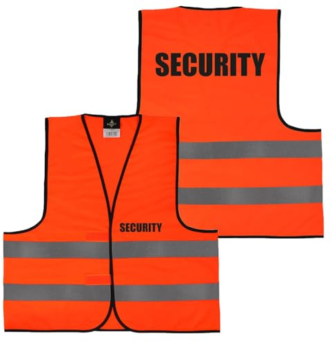 Alsino Warnweste mit Aufdruck - Sicherheitsweste Notarzt Sanitäter Brandschutzhelfer Ersthelfer Ordner Rücken/Front- Druck - M/XL/XXL/5XL, Größe wählen:XL, Motiv wählen:025 Security (Orange)
