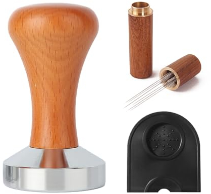 streeHerjjkeA1 Ensemble de tampons à expresso Wdt Tool avec aiguille à expresso en acier inoxydable， tapis tamper，Lot de 3 tampons à café expresso pour machine à porte-filtre