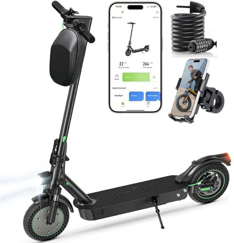iScooter Patinete Electrico Adultos, Neumático 10 con App, Patinete Eléctrico Plegable, Carga 120 kg, Doble Amortiguación, Batería 36V 10.4Ah, Scooter Electric con Autonomía 40-50KM